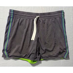 NIKE Dri-FiT Running Gym Shorts Gray Green Mesh 3” Womens